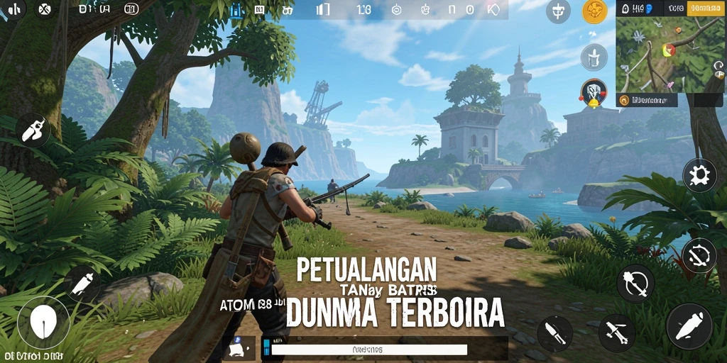 Screenshot gameplay ATOM138 yang menampilkan dunia terbuka yang luas.
