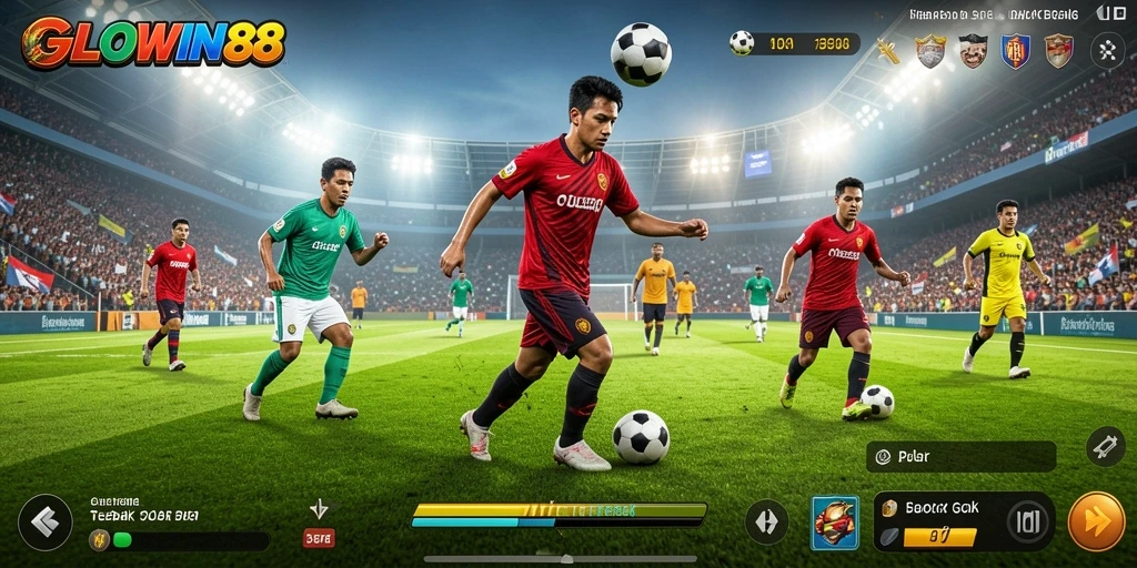 Tampilan gameplay GLOWIN88 yang menakjubkan dalam aksi sepak bola.