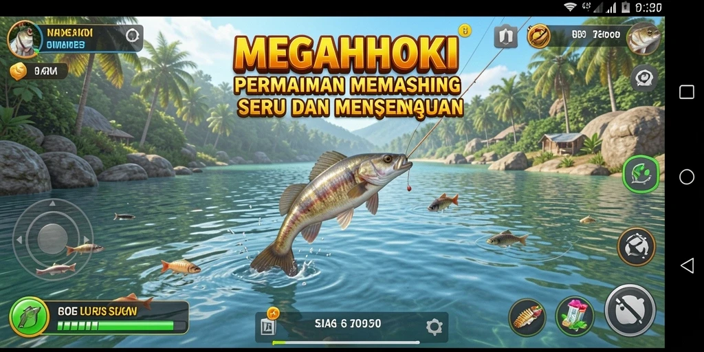Tampilan gameplay menarik dari MEGAHOKI saat memancing.