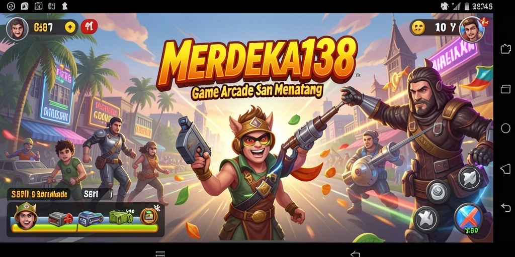 Tampilan gameplay seru di MERDEKA138 dengan tantangan Arcade yang menarik.