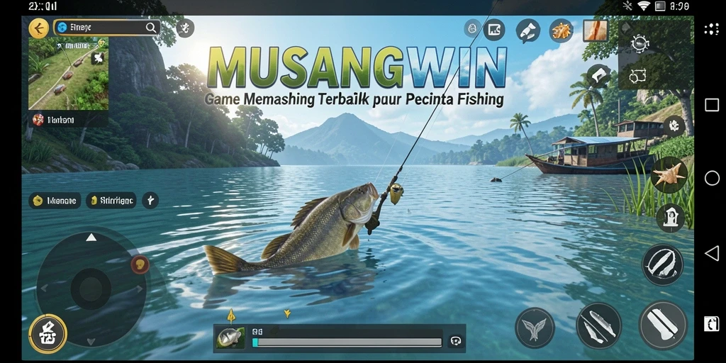Tampilan gameplay MUSANGWIN yang mendebarkan saat menangkap ikan.