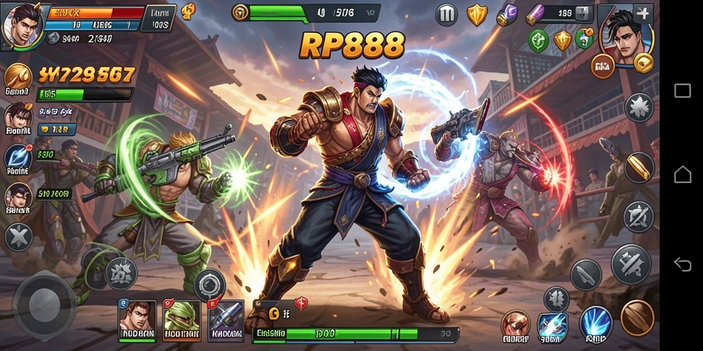Screenshot gameplay RP888 menampilkan aksi pertarungan yang mendebarkan.