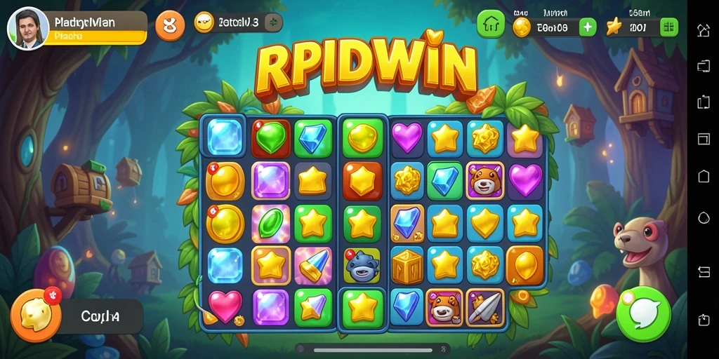 Gameplay seru RPIDWIN dengan tantangan Match-3 penuh warna.
